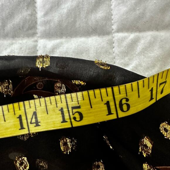 HALE BOB Womens Tunic Brown Chiffon Beaded Metallic Bohemian Artsy Festival | S - Picture 10 of 11